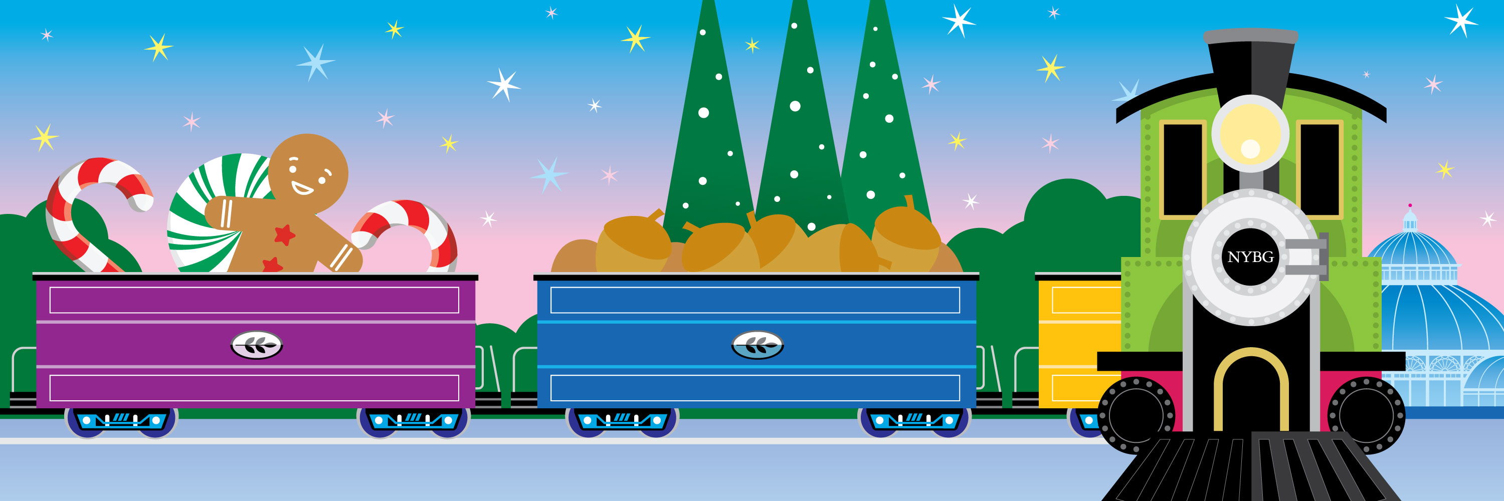 Illustration of a green steam locomotive